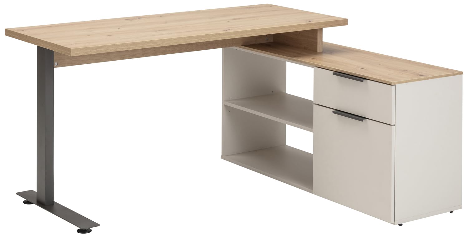 Composad Pronto scrivania angolare anta cassetto grigio rovere