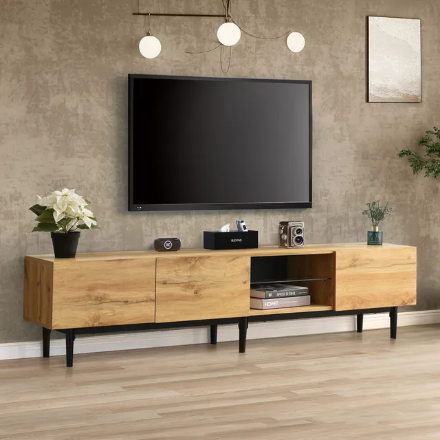 Dolamaní Mobile TV Legno Nero 175 cm 3 Ante MDF Soggiorno