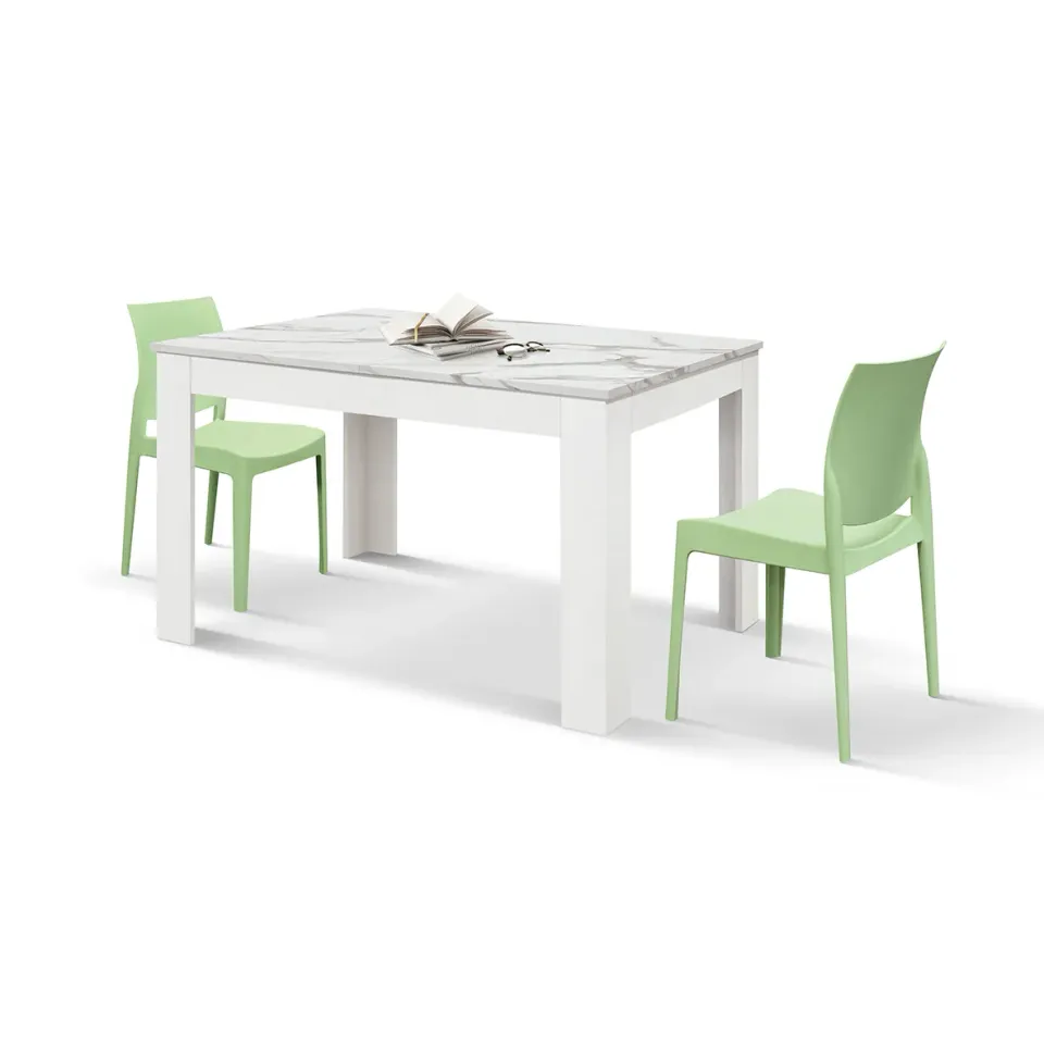 Epocantica Tavolo Allungabile Effetto Marmo Bianco 140-220 cm