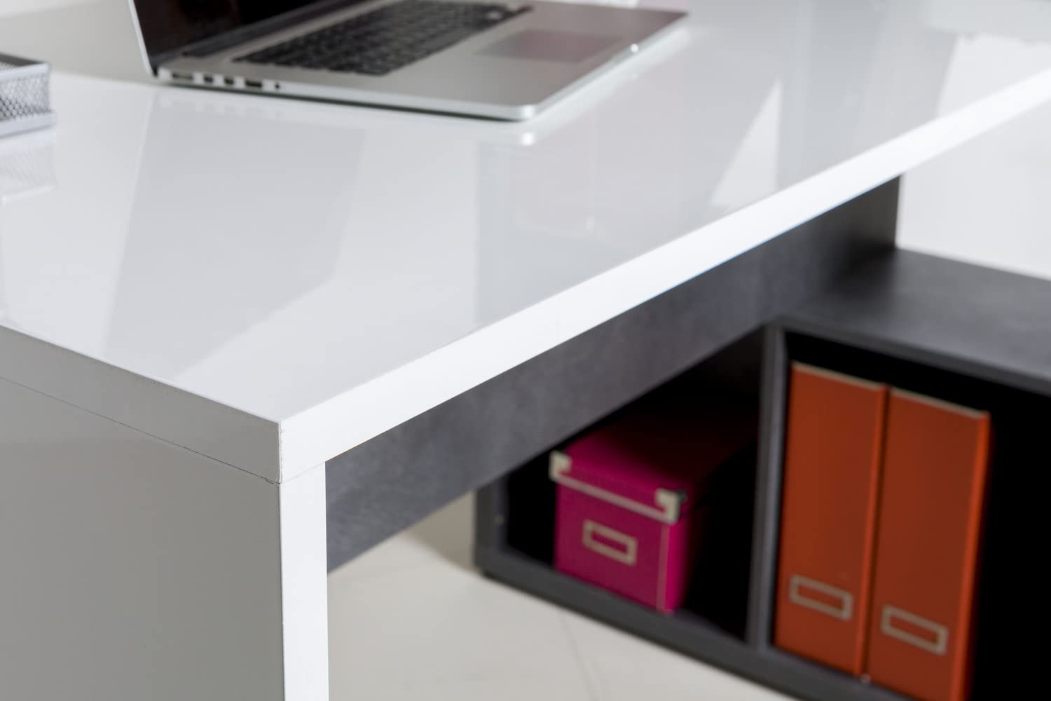 Composad Velata scrivania con libreria 8 vani grigio bianco