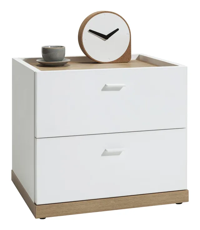 Composad Passacor comodino 2 cassetti bianco rovere