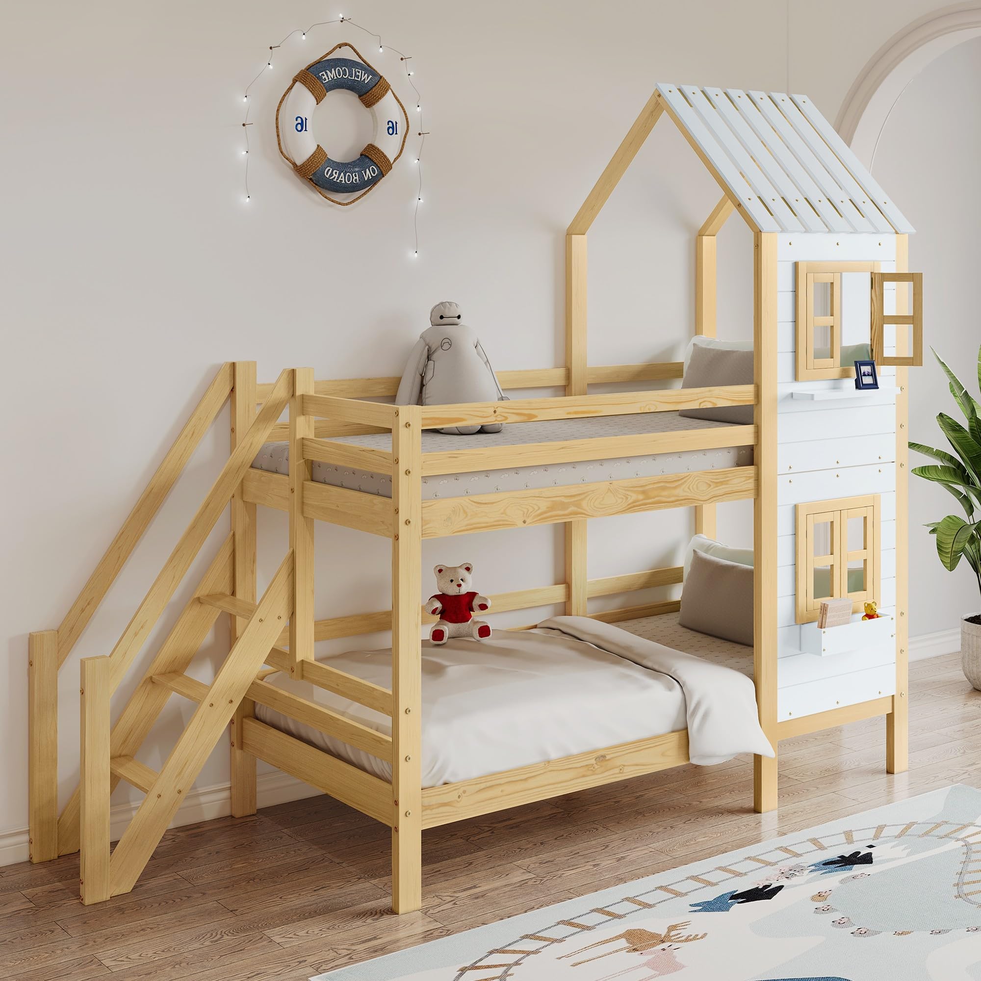 Dolamaní Letto a soppalco casetta 90x200 pino naturale