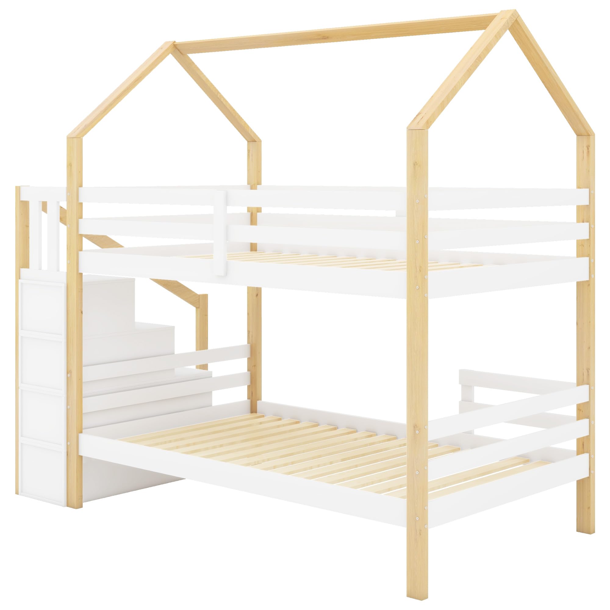 Dolamaní Letto a castello 90x200 naturale con cassetti