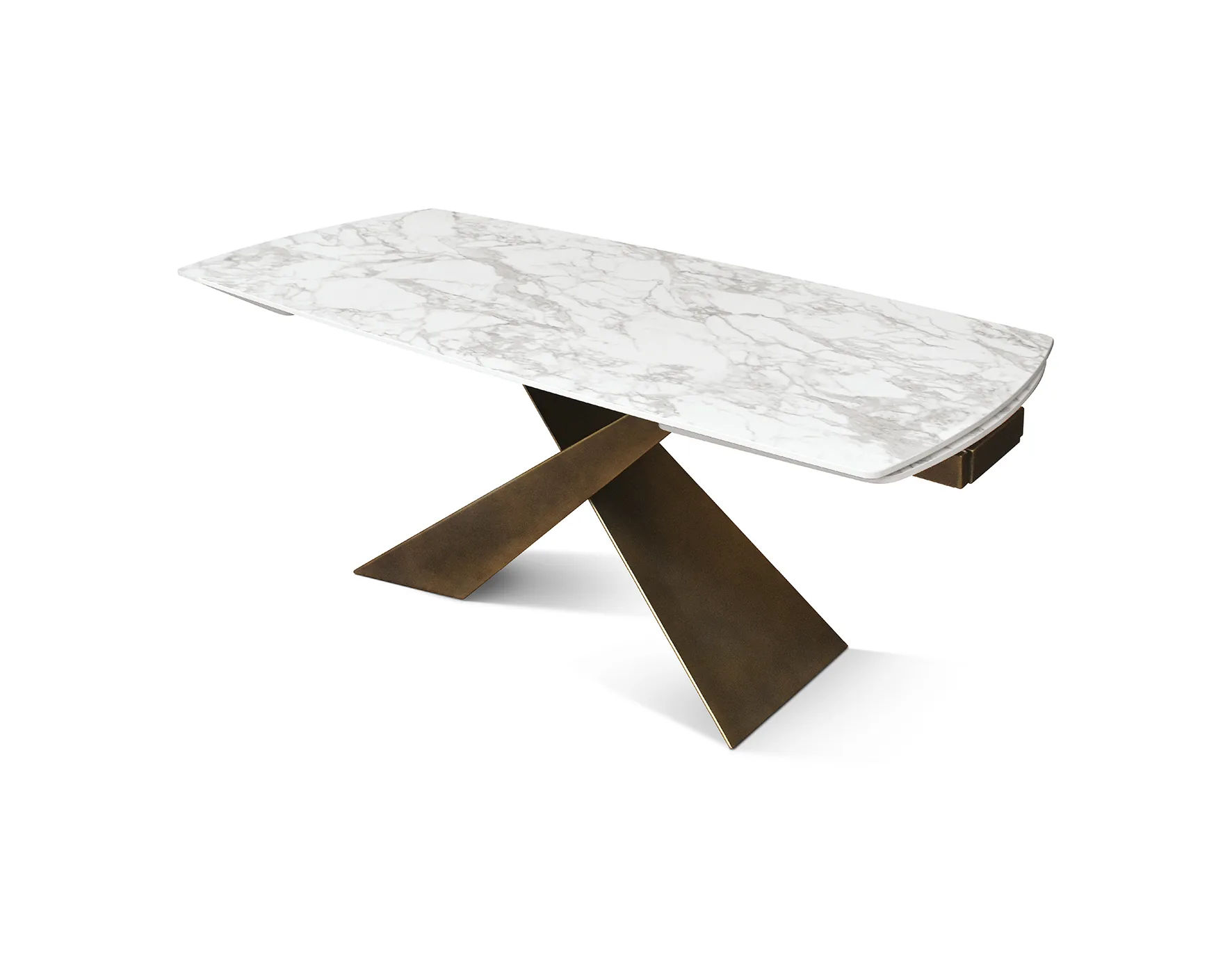 Epocantica Tavolo Ovale allungabile ceramica bianco statuario bronzo