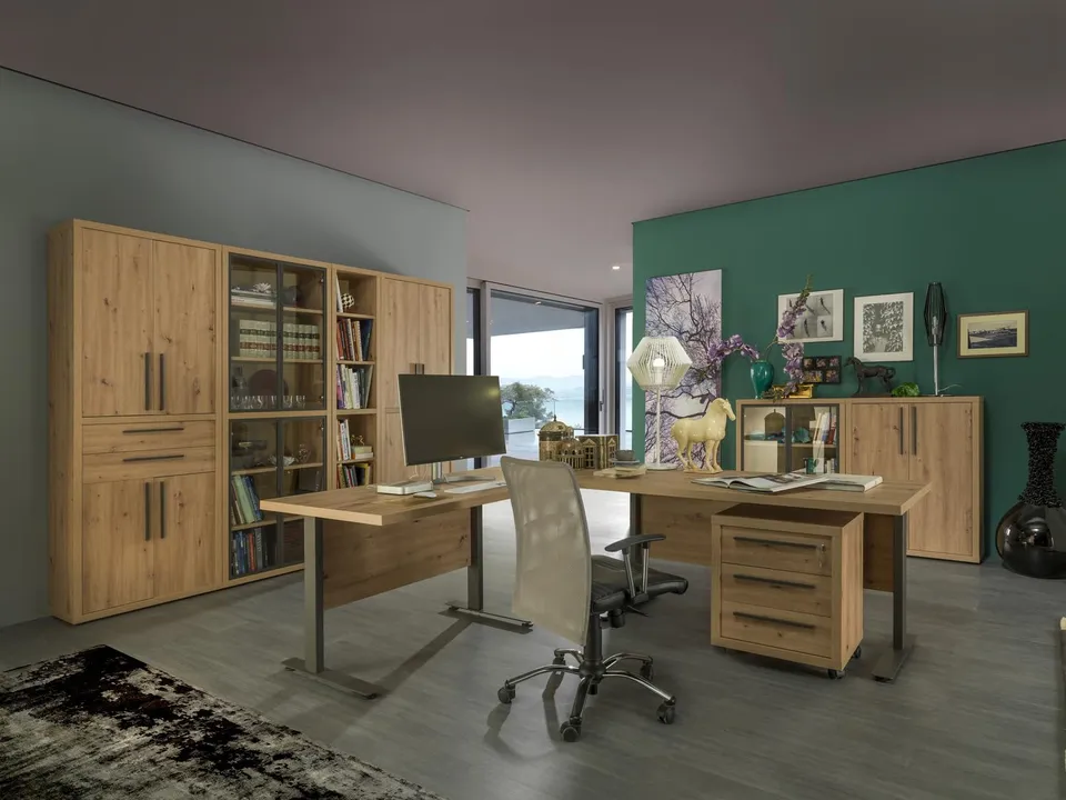 Composad Rilega ufficio completo set 8 mobili rovere mielato