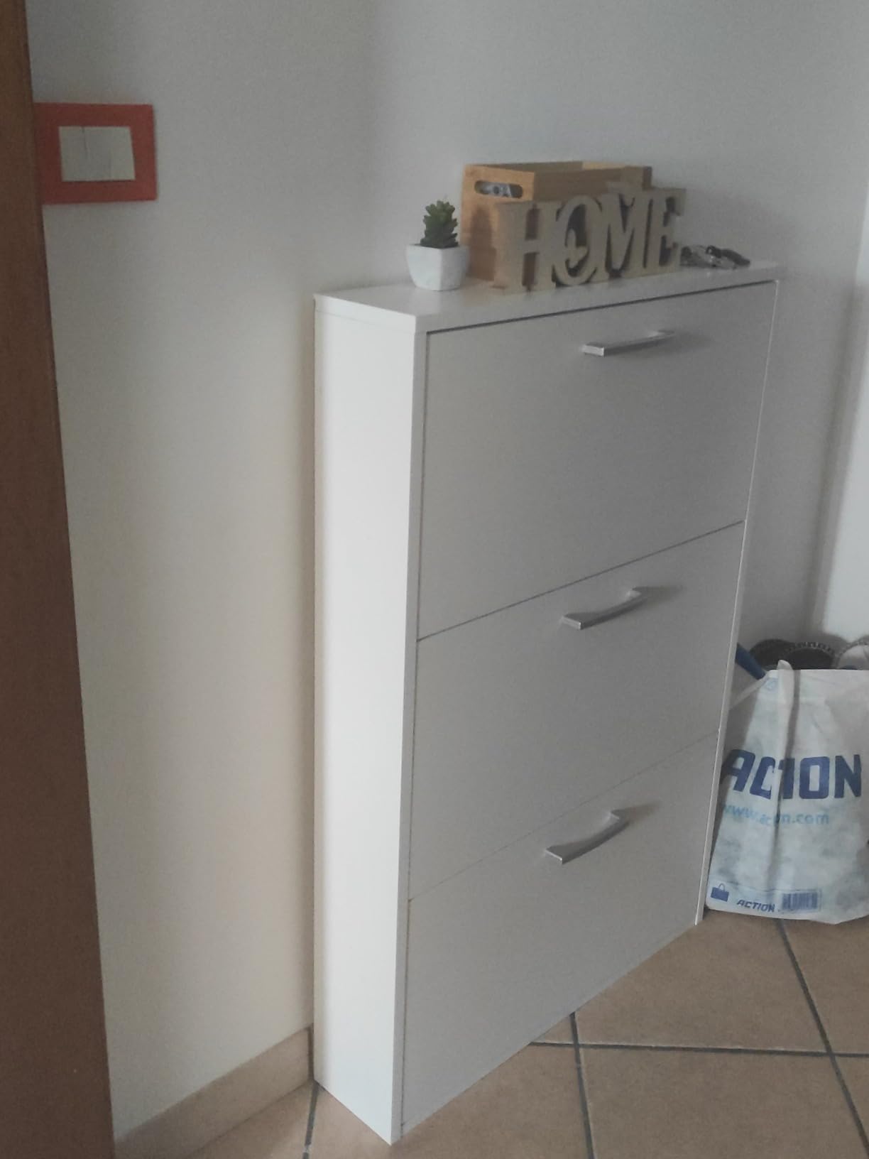 COMPOSAD Facile scarpiera 3 ribalte bianca 9 paia slim