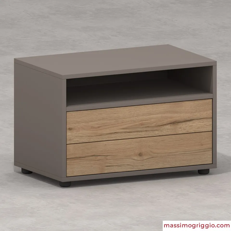 Massimo Griggio Comodino 2 Cassetti con Vano Large in nobilitato