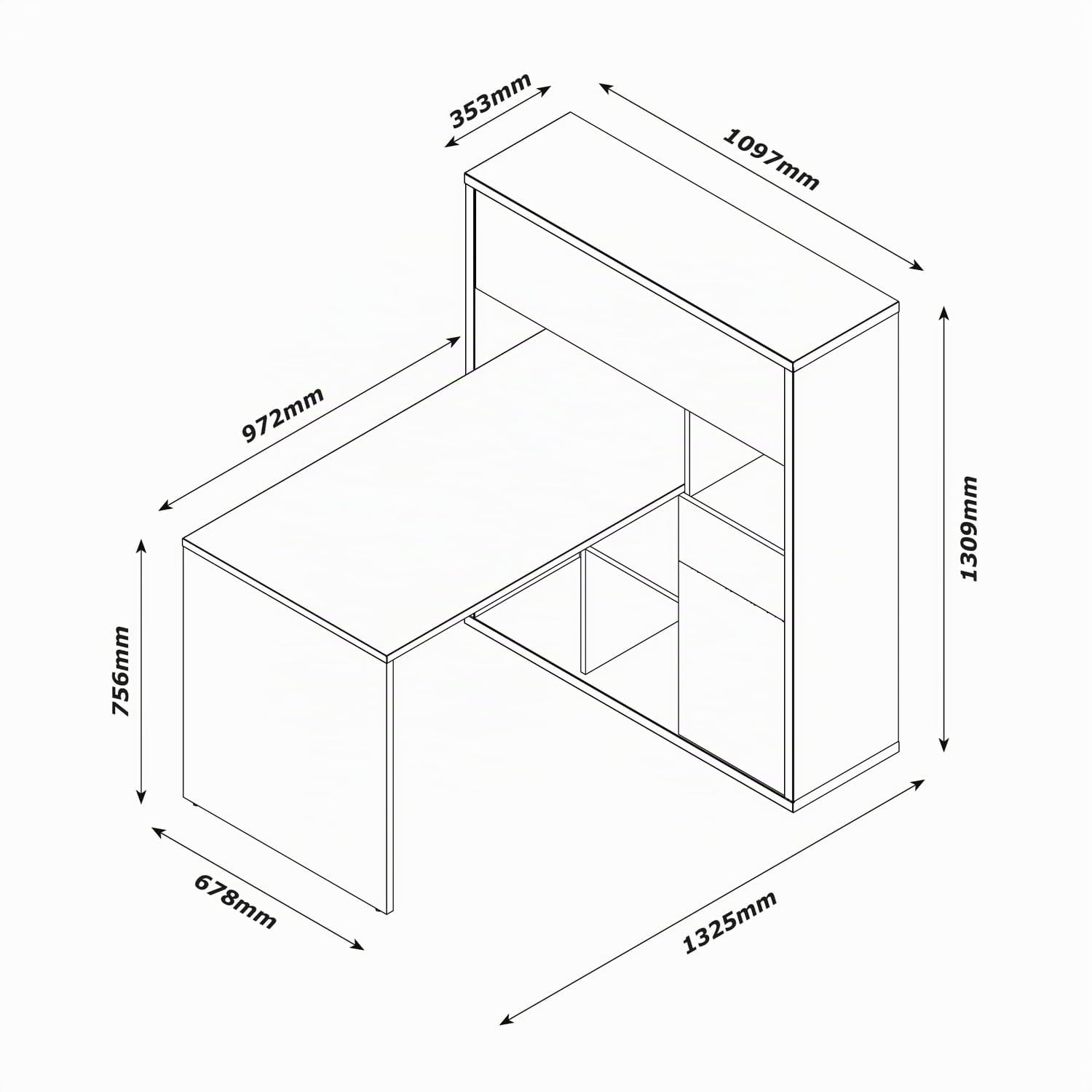 Composad Collegio scrivania con libreria rovere miele-bianco 132,5 cm