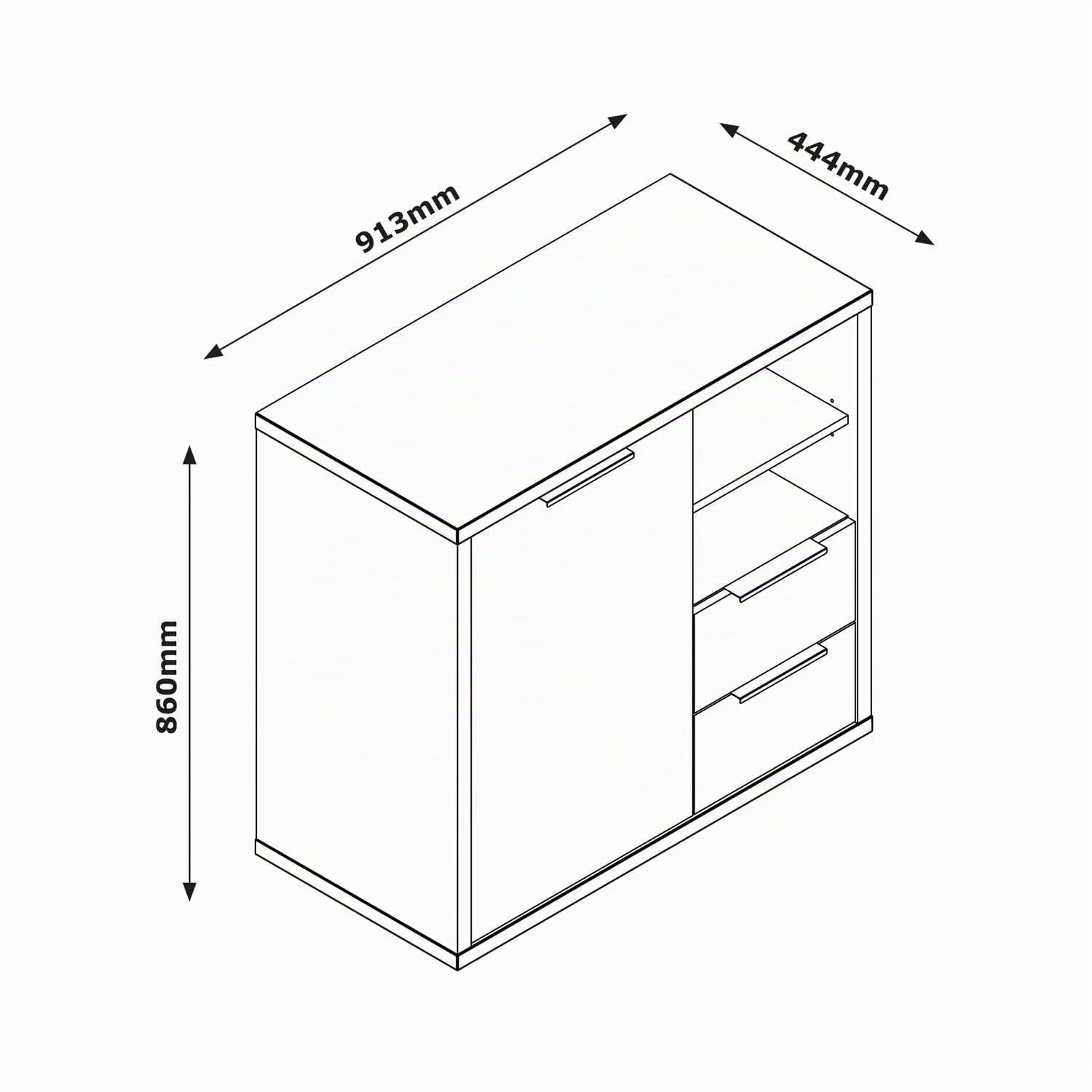 Composad Velata Mobile 1 Anta 2 Cassetti Rovere Grigio 91 cm