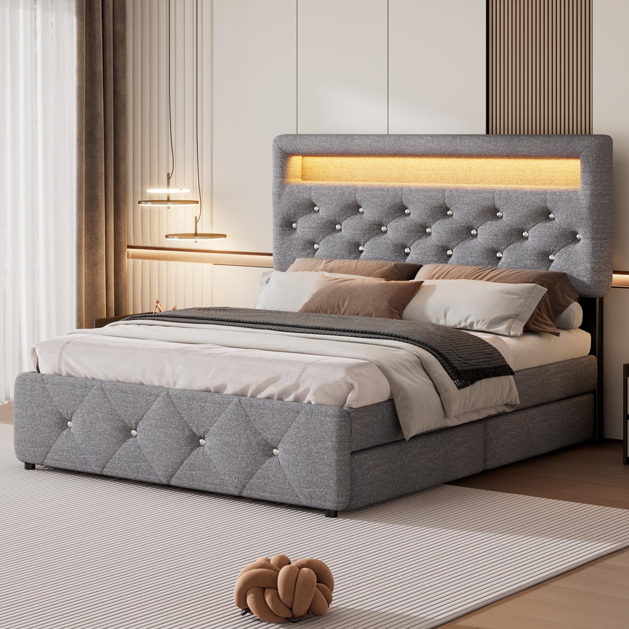 Dolamaní Letto 140x200 Grigio con Estraibile 90x190 e Cassetti