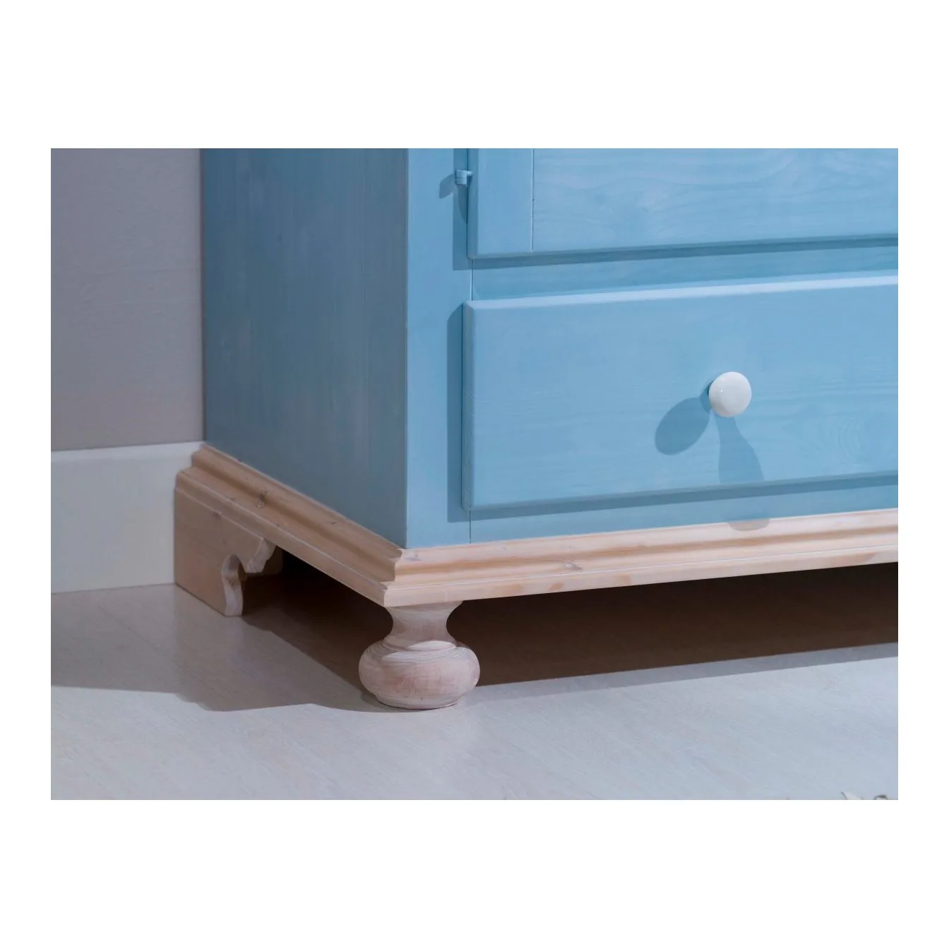 Epocantica Arte Povera Armadio 2 Porte 2 Cassetti Abete Azzurro