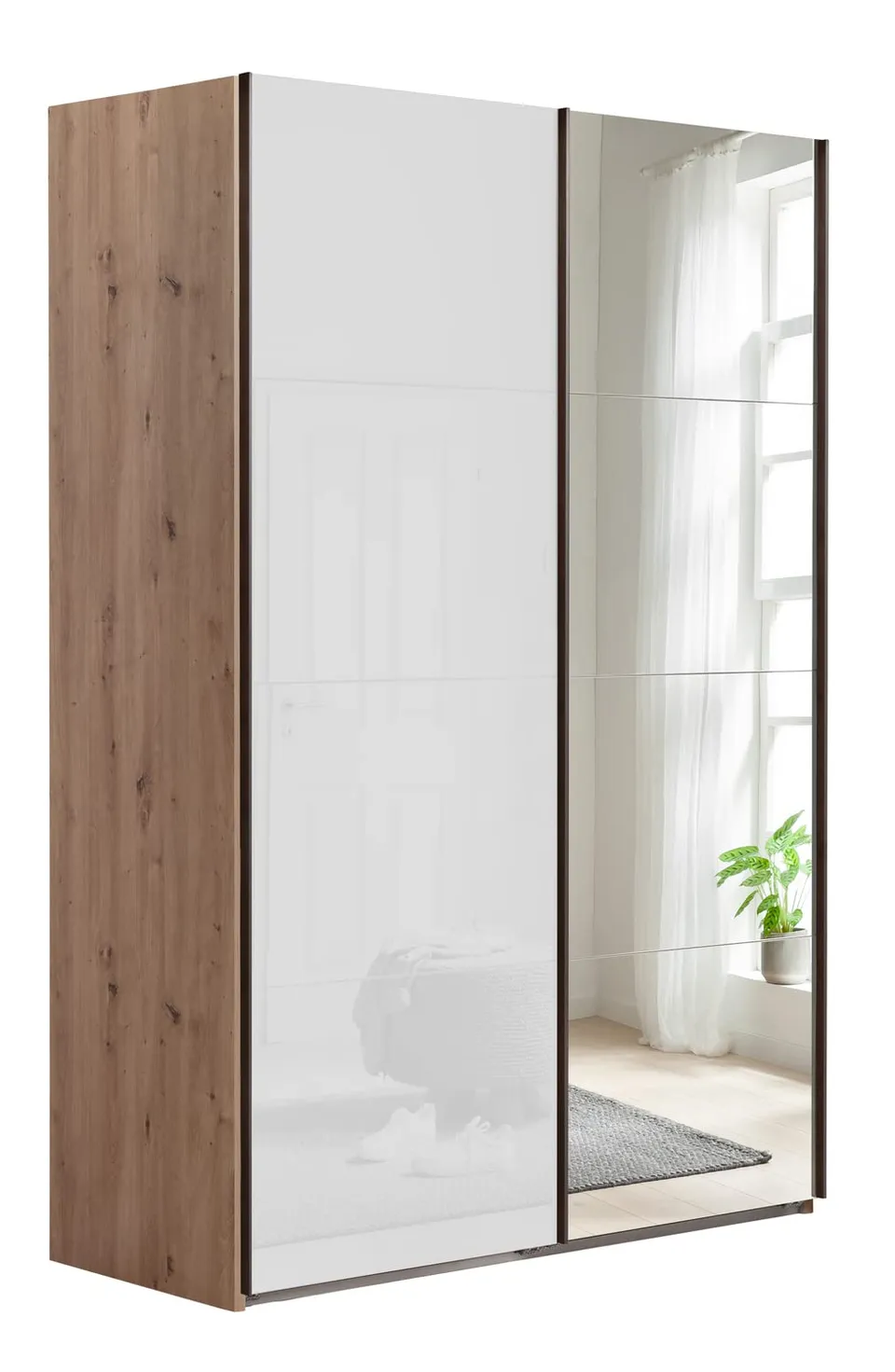 Composad Systema armadio 2 ante scorrevoli 150 specchio rovere bianco