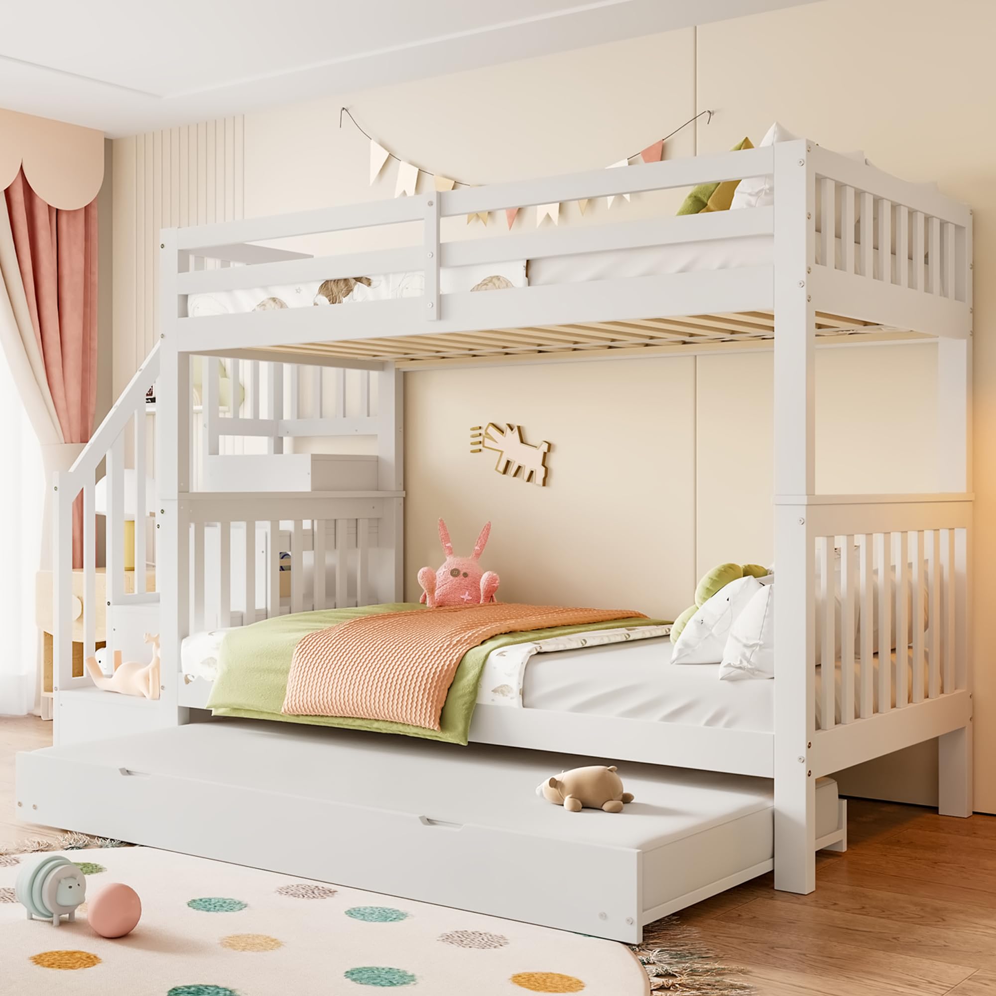 Dolamaní letto soppalco bambini 90x200 bianco estraibile