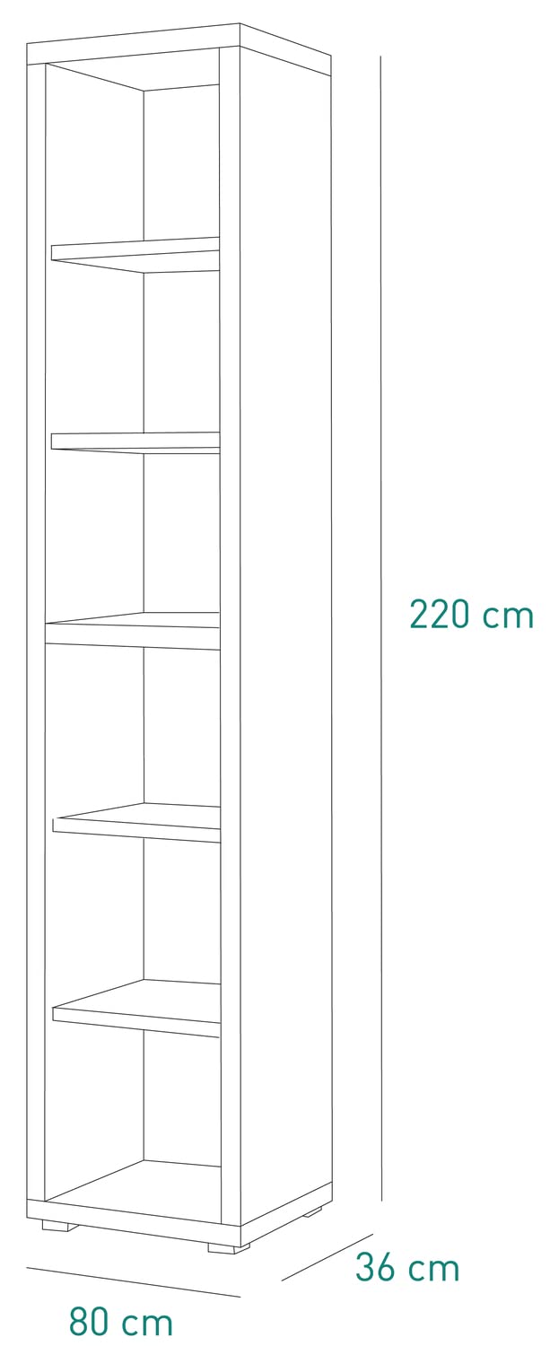 Composad Stampa Libreria Colonna 5 Ripiani Rovere 44 cm