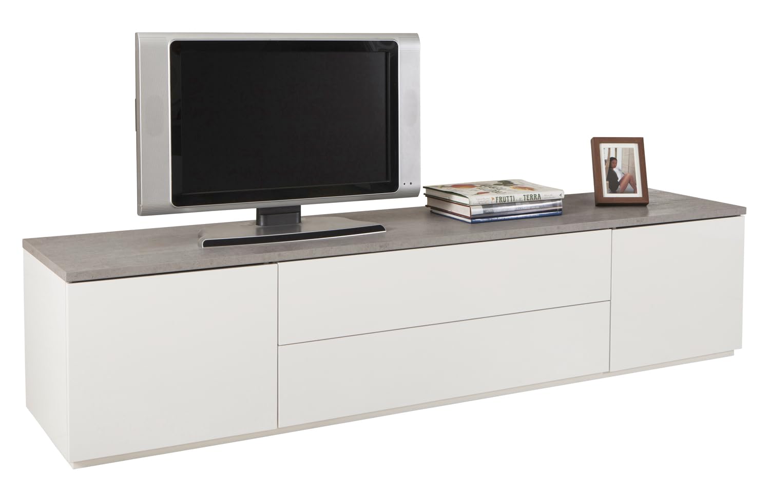 Composad Privilegio Mobile TV 200 cm Cemento Bianco 2 Ante
