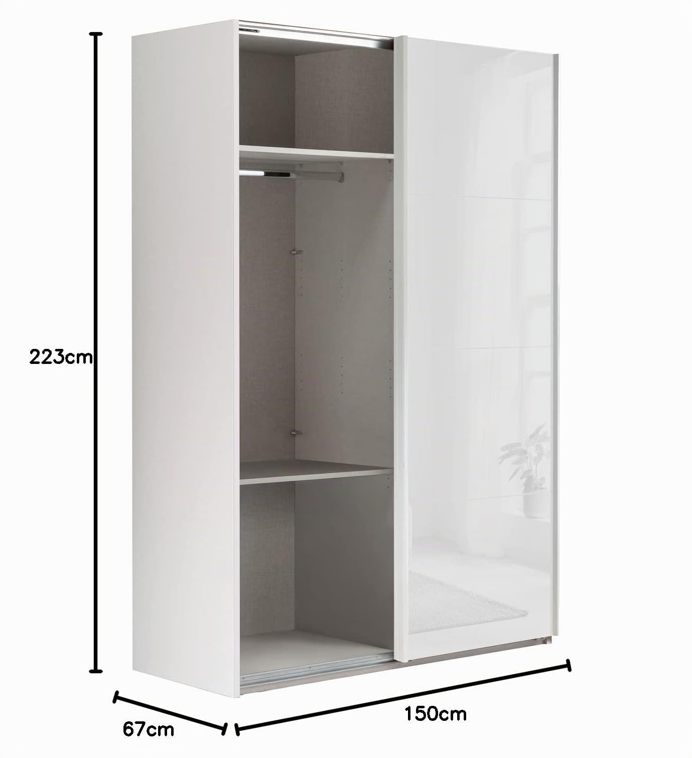 Composad Systema Armadio 2 Ante Scorrevoli 150 cm Bianco Laccato