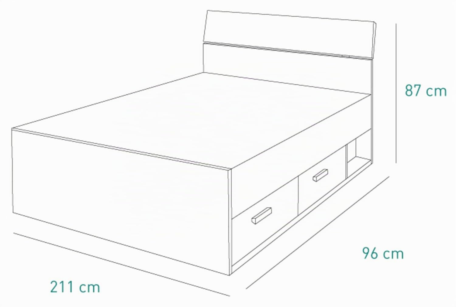 Composad Mi Piace Letto Singolo 2 Cassetti Cemento Bianco