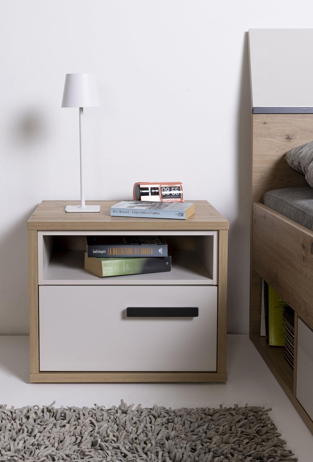 Composad MiPiace Comodino 1 Cassetto Rovere Mielato Grigio