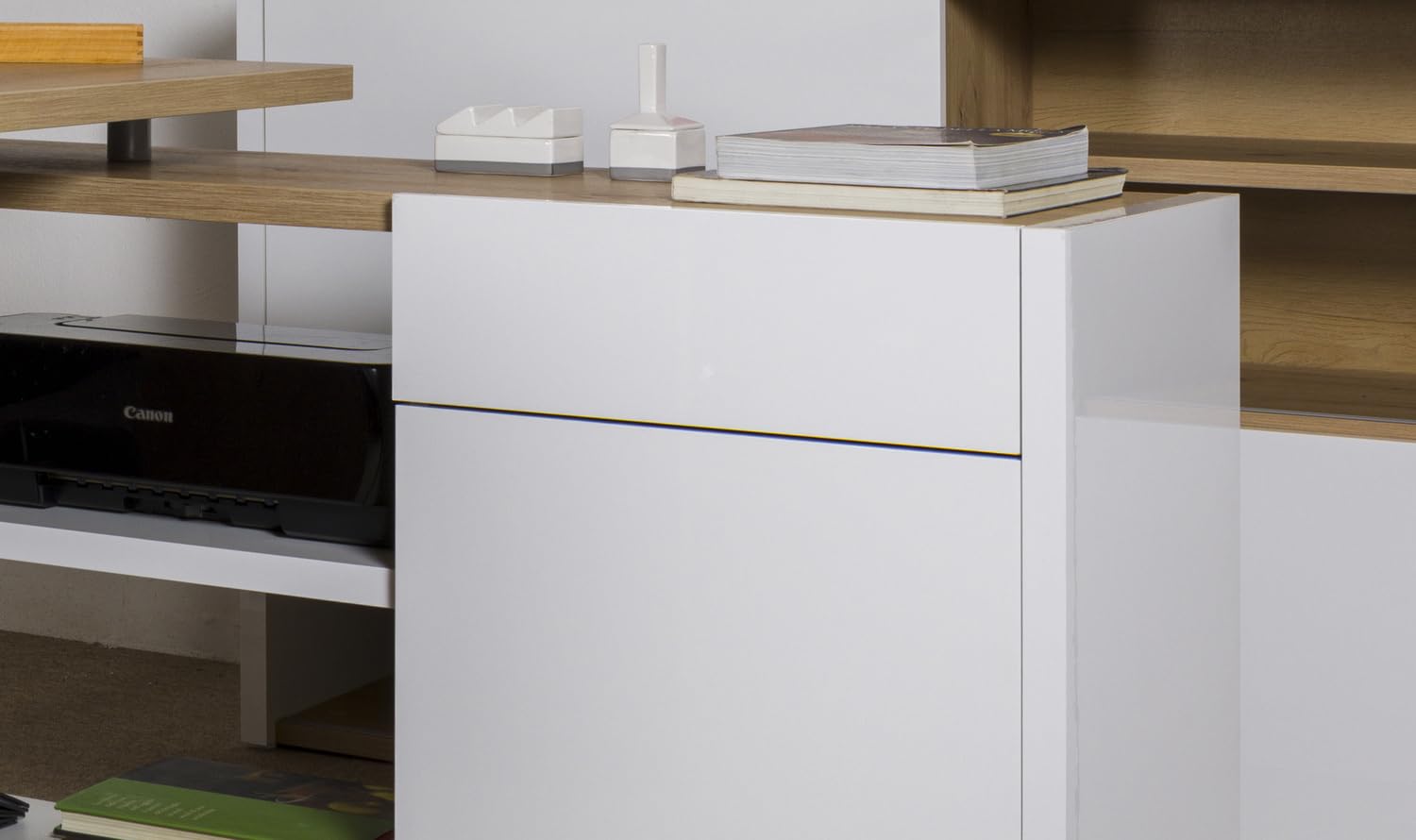 Composad Abile Scrivania Angolare Cassetto Bianco Rovere