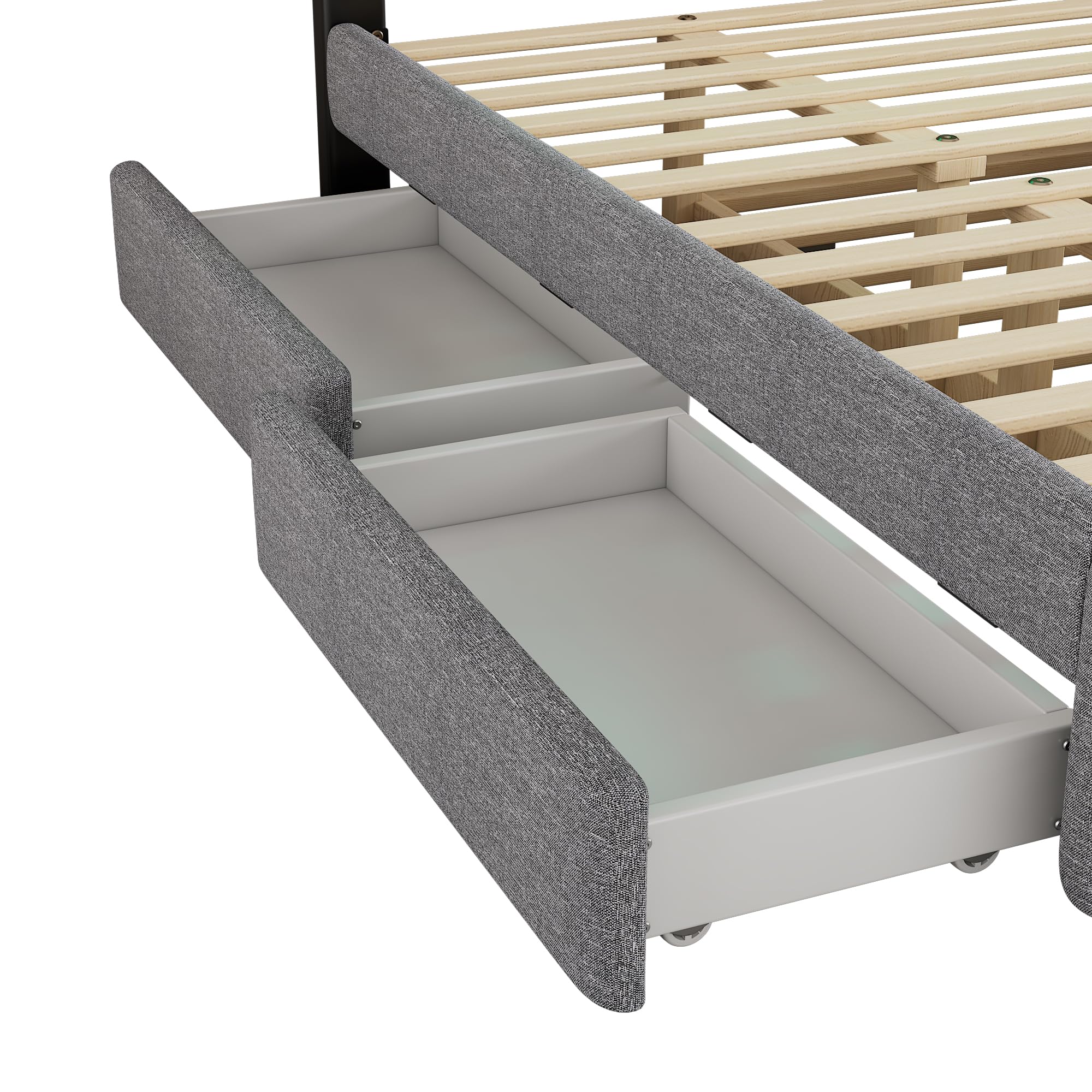Dolamaní Letto 140x200 Grigio con Estraibile 90x190 e Cassetti