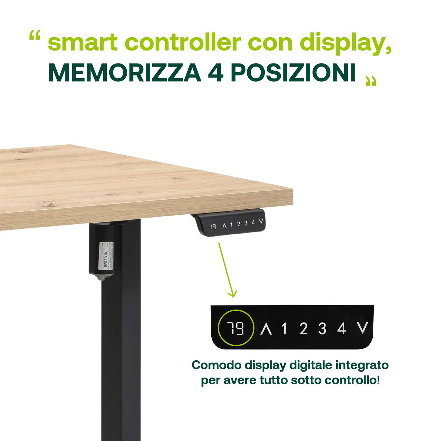 Composad Energia scrivania regolabile 150x69 rovere mielato nero elettrica