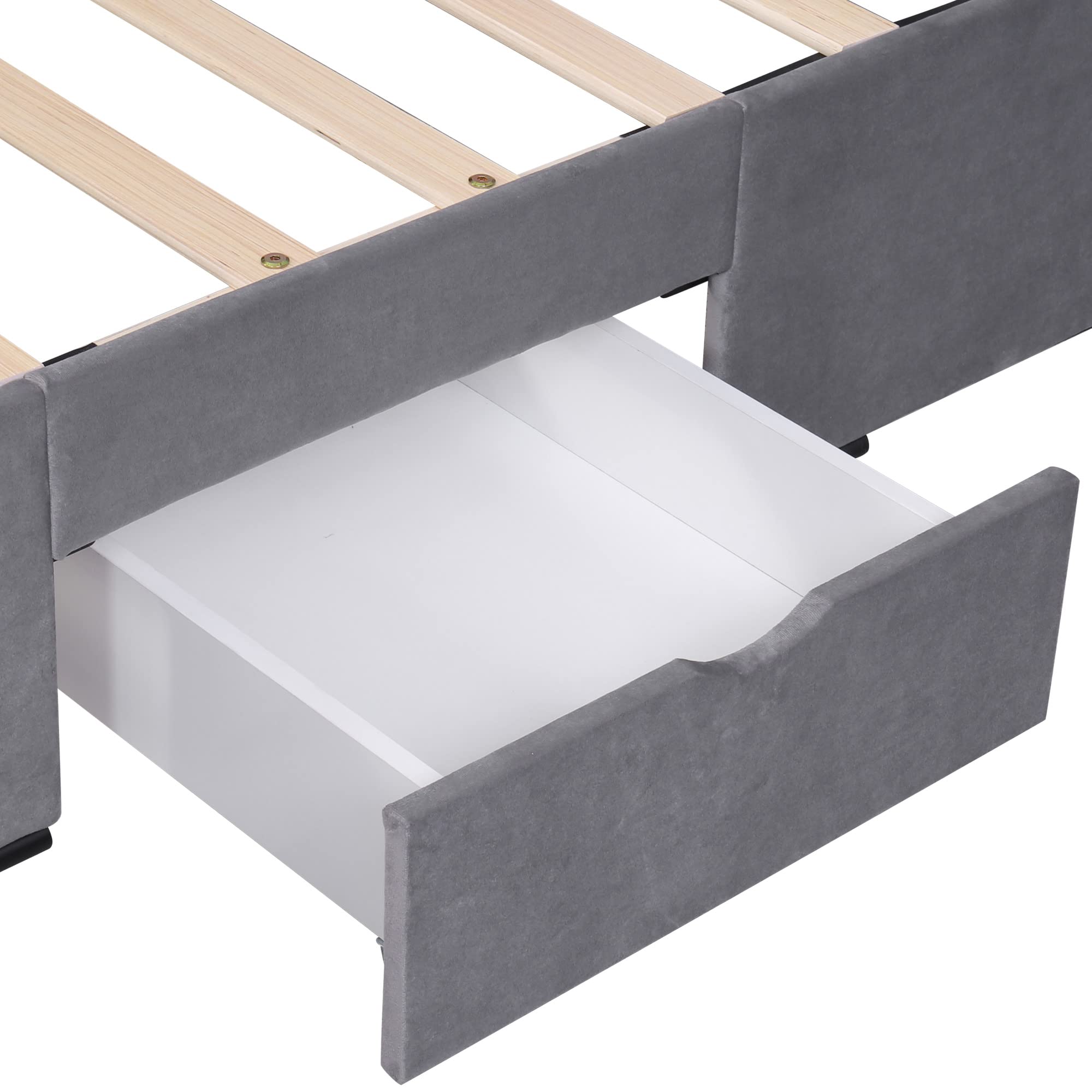 Dolamaní Letto matrimoniale 160x200 velluto grigio con 4 cassetti