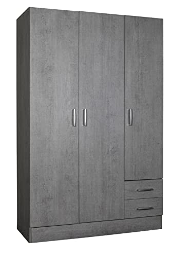 Composad Facile Armadio 3 Ante 2 Cassetti Cemento 119 cm