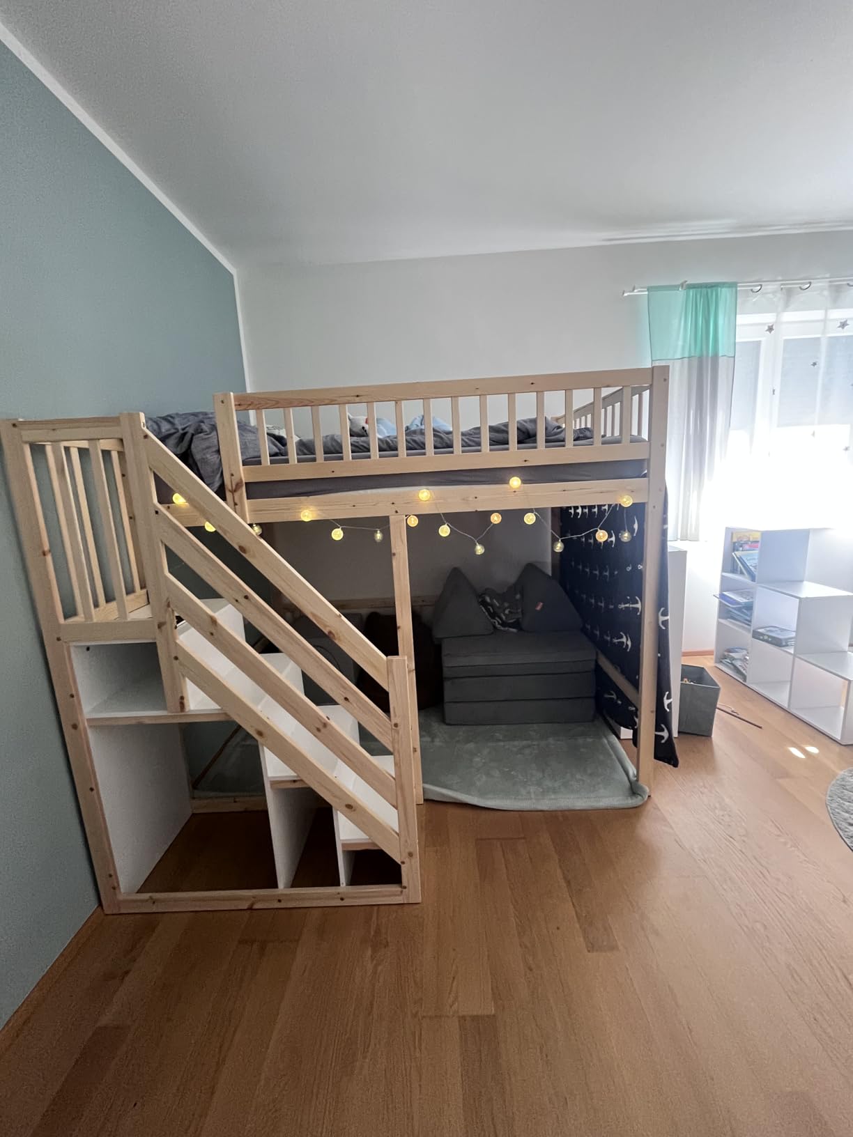Dolamaní Letto a soppalco 90x200 bianco con scala