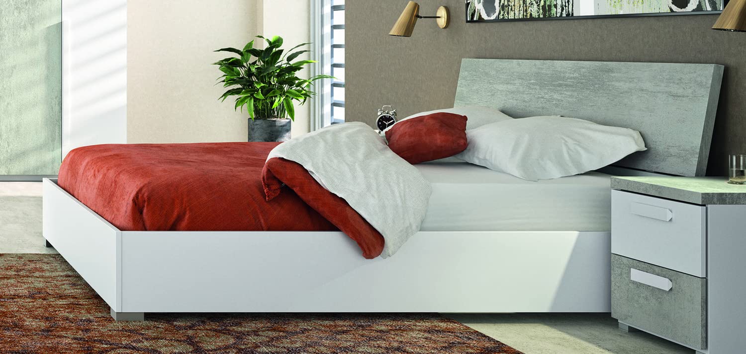 Composad Ador’a 192x92x216 letto matrimoniale 180x200 grigio bianco