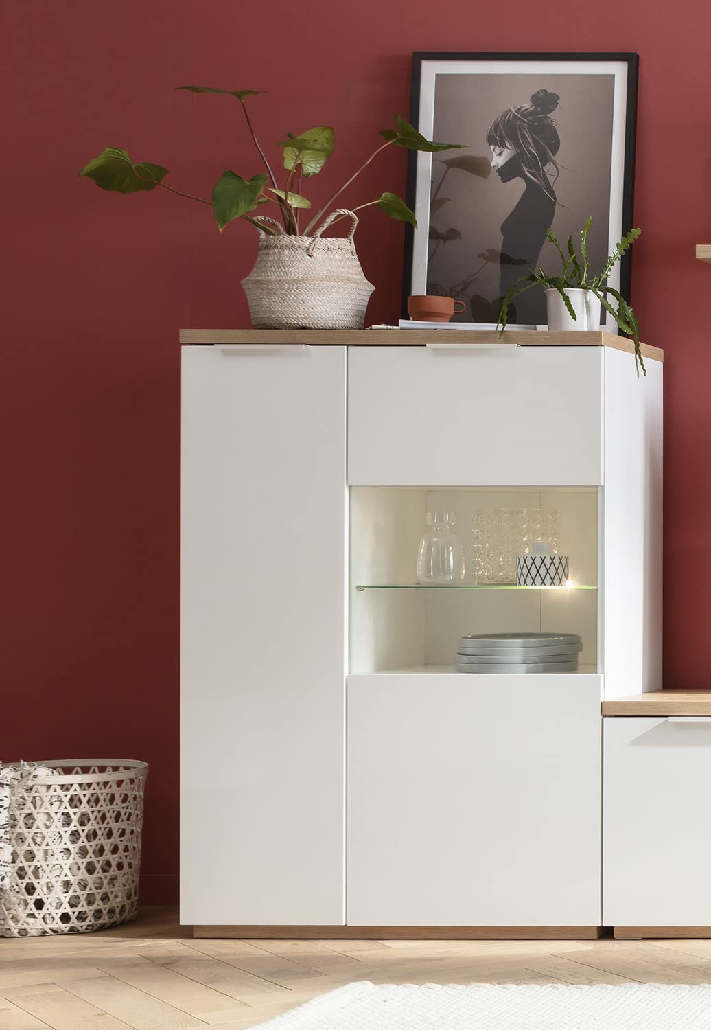 Composad Mundi Credenza 2 Ante 90 cm Rovere Bianco Vetro