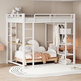 Dolamani Letto a Soppalco 90x200 Bianco con Scrivania