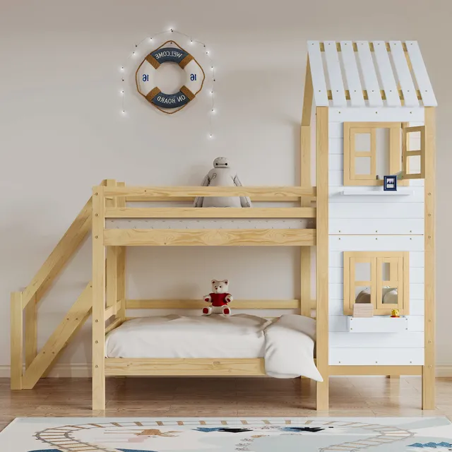 Dolamaní Letto a soppalco casetta 90x200 pino naturale