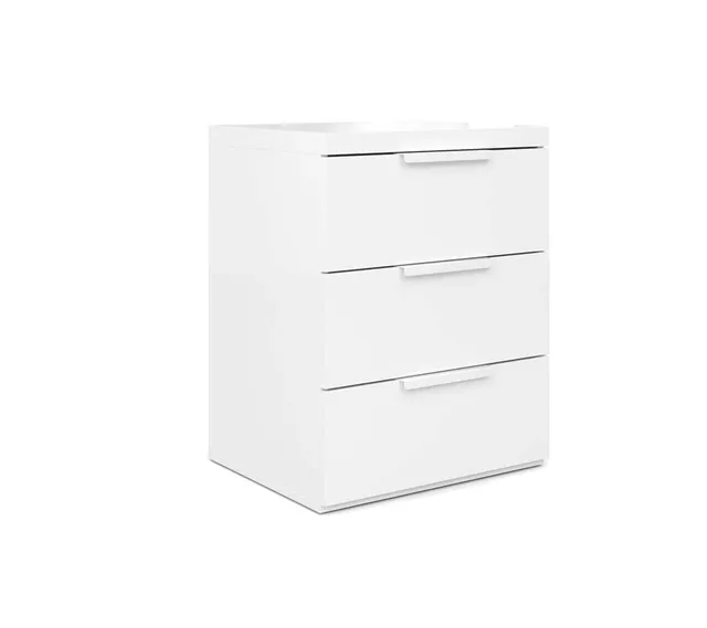 Composad comodino 3 cassetti bianco laccato stretto