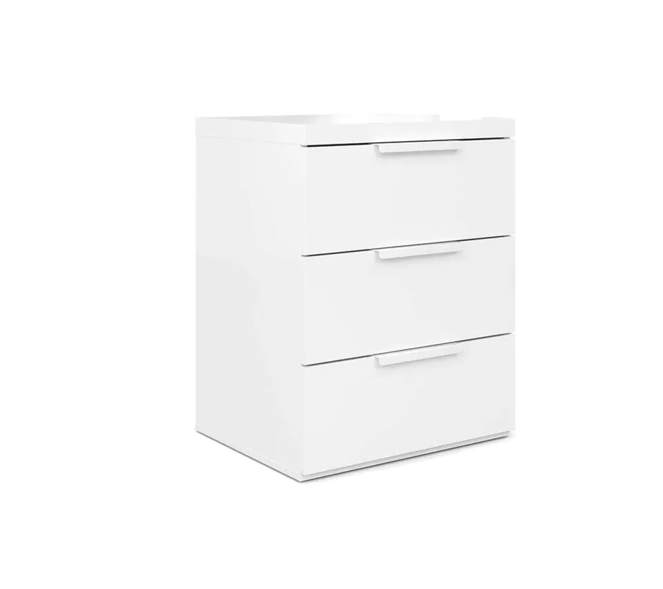 Composad comodino 3 cassetti bianco laccato stretto
