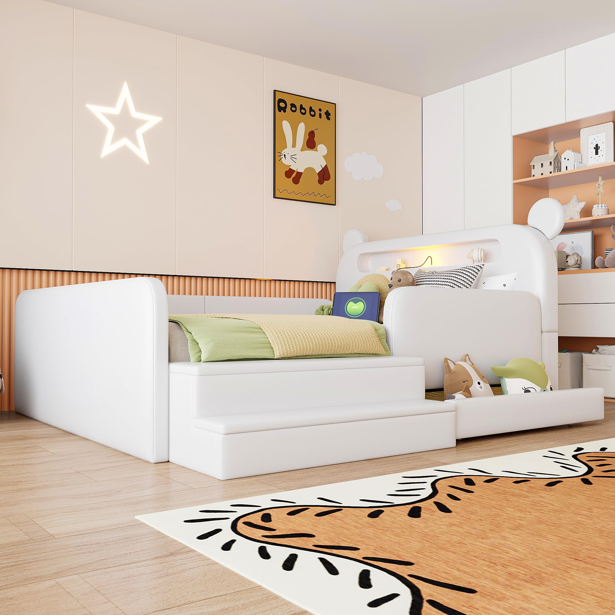 Dolamaní Letto Bambini Orso 140x200 Bianco Ecopelle