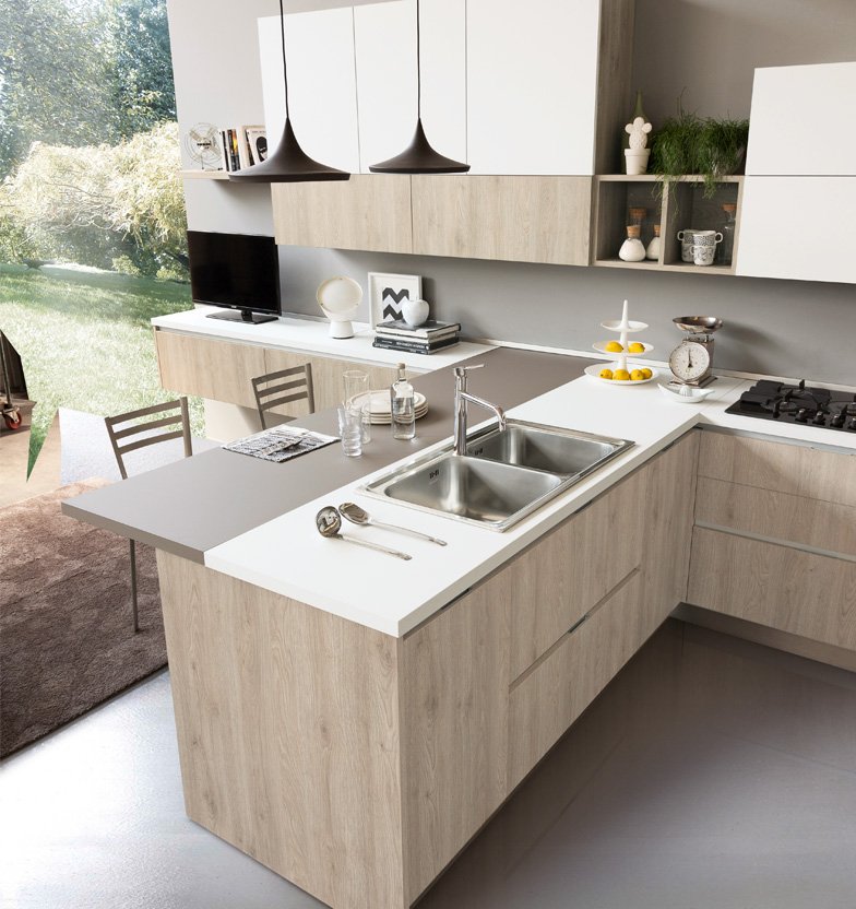 S75 Supreme Ingrid Cucina Rovere Fiammato Penisola