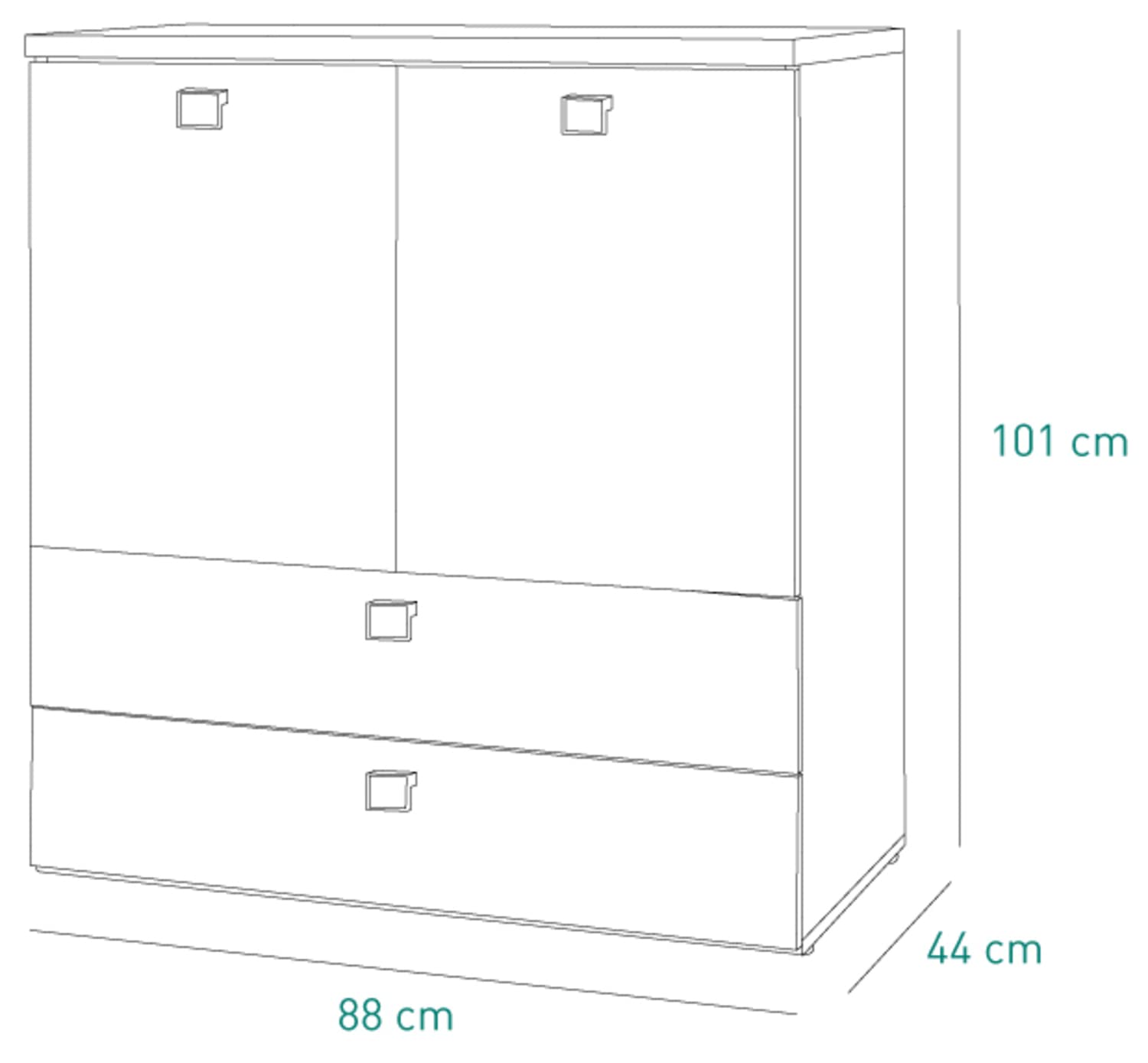 Composad Globo mobile contenitore 2 cassetti 2 ante rovere bianco