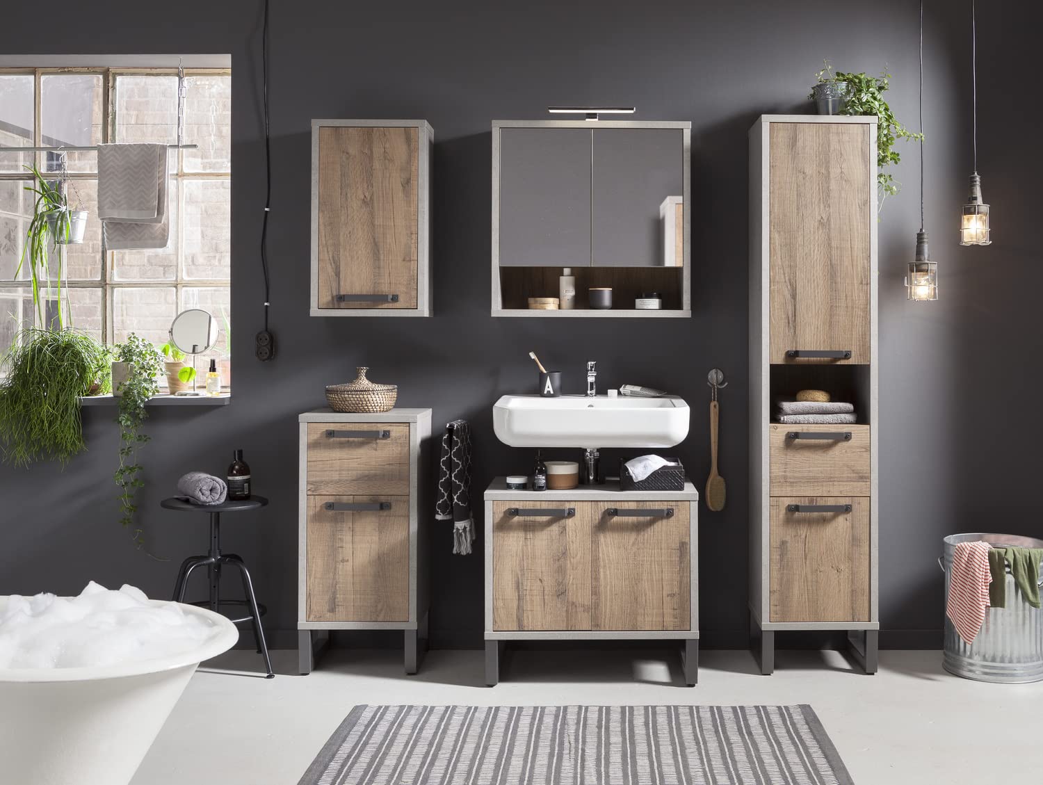Composad LaFabrica Mobile Sottolavabo 2 Ante Rovere Cemento