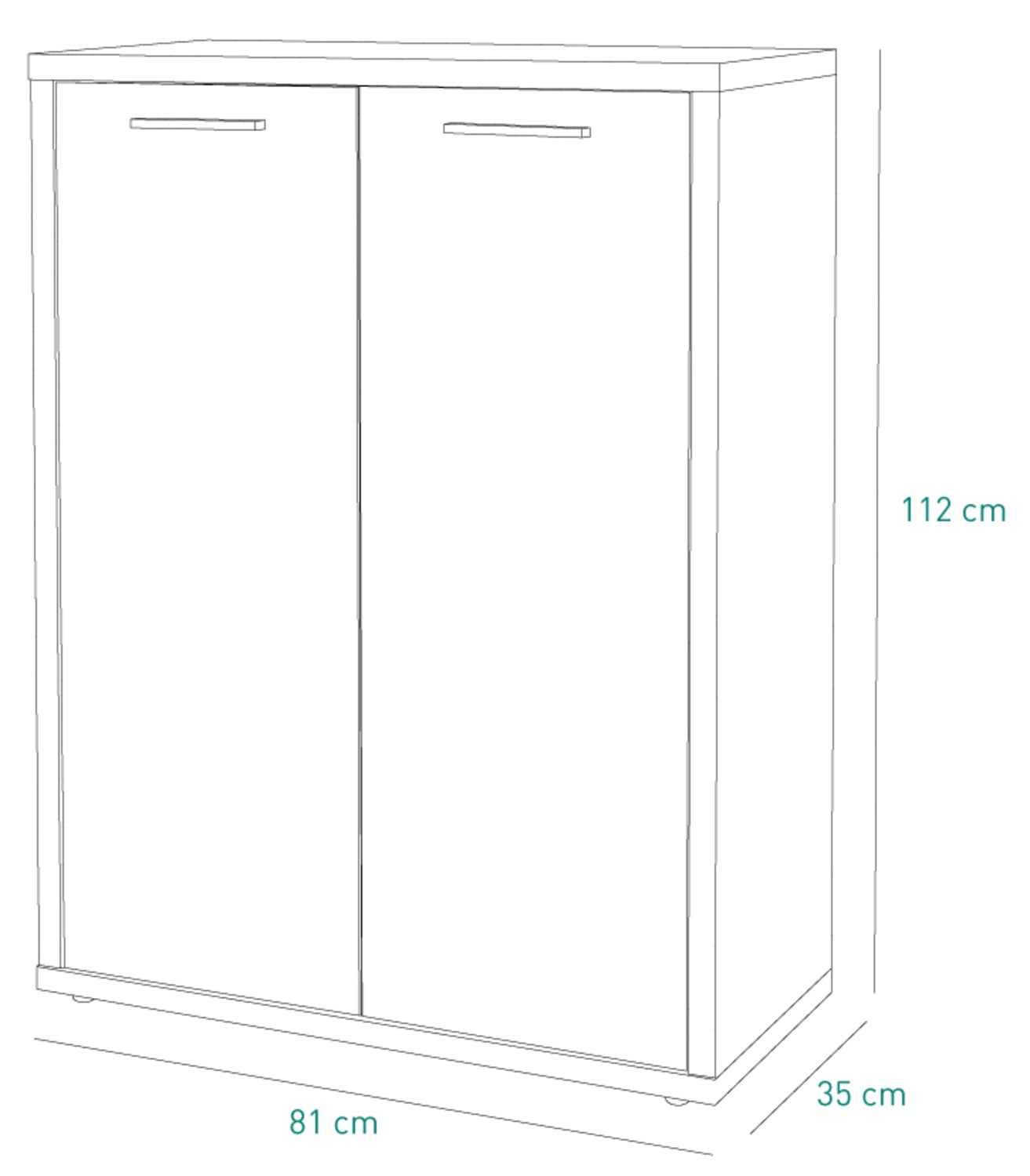 Composad Davinci 2 ante mobile contenitore rovere nero 81,6 cm