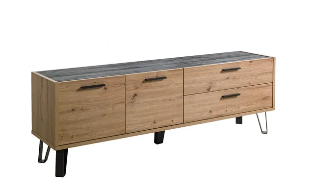 Composad Vitruvia Mobile Porta Tv 180 cm Rovere Nero 2 Cassetti