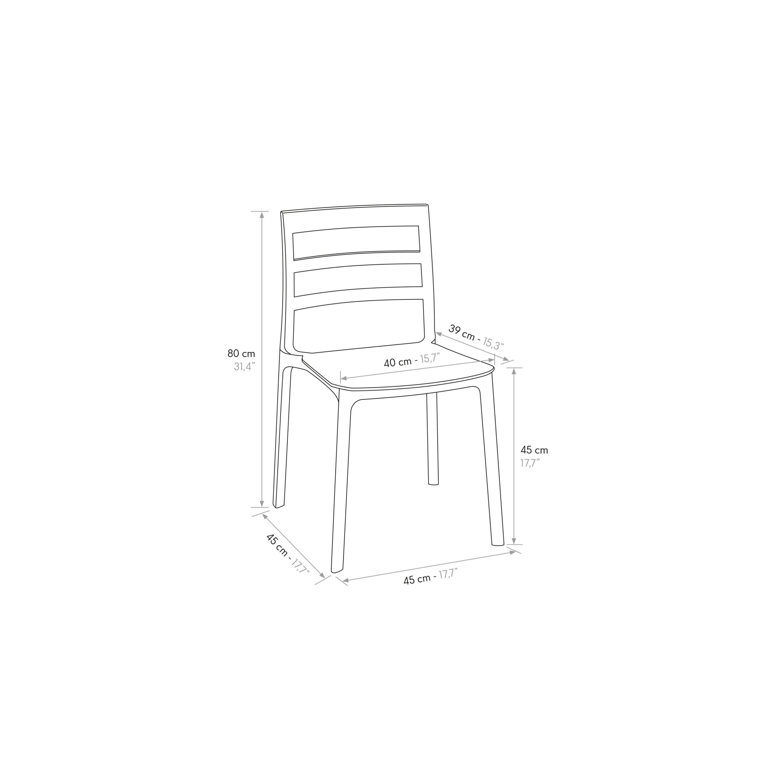 Epocantica Luca set 4 sedie leggere e resistenti