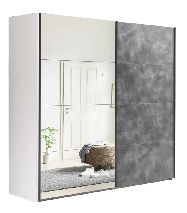 Composad Systema Armadio 2 Ante Scorrevoli 250 cm Bianco Grigio Specchio