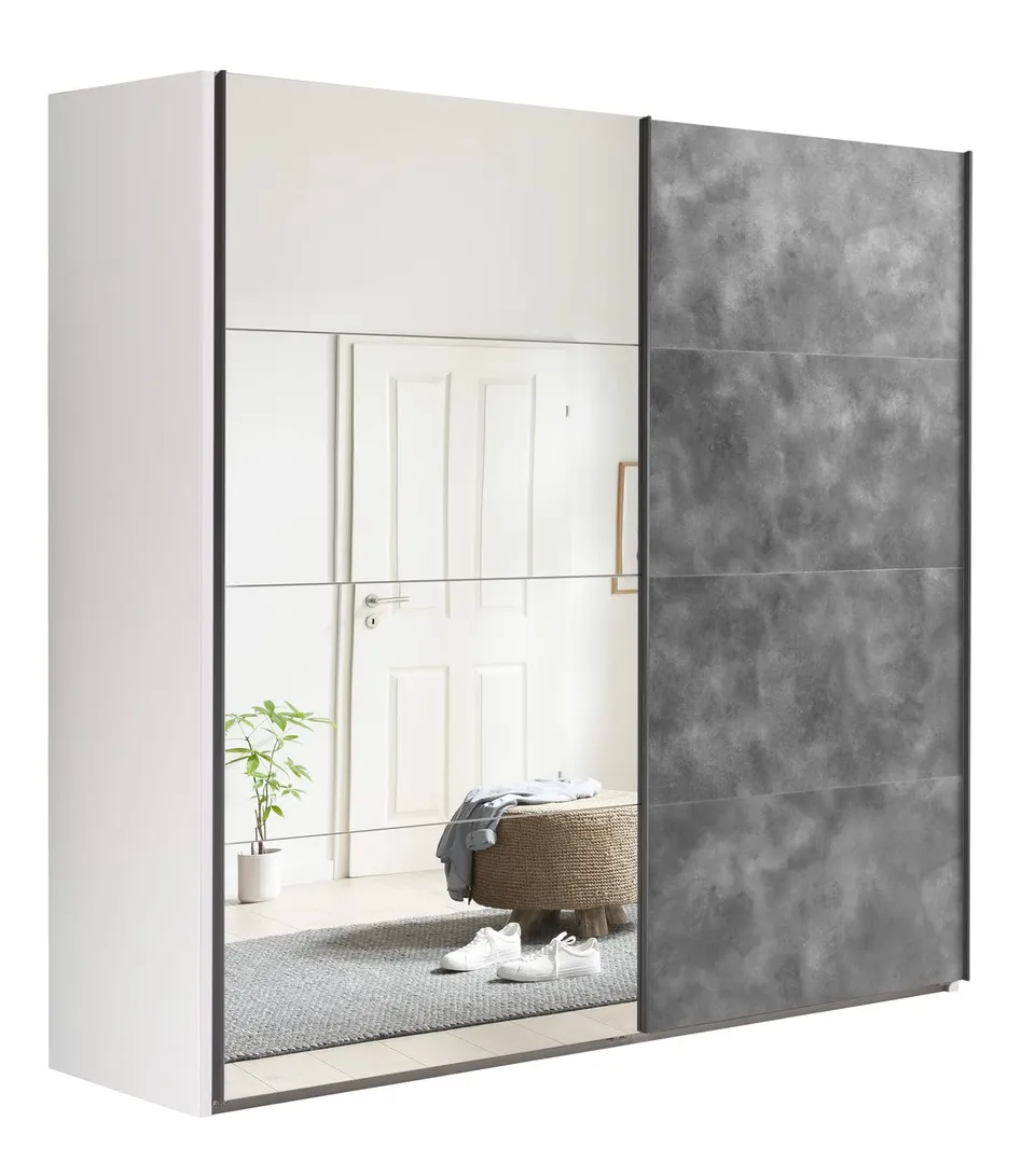 Composad Systema Armadio 2 Ante Scorrevoli 250 cm Bianco Grigio Specchio