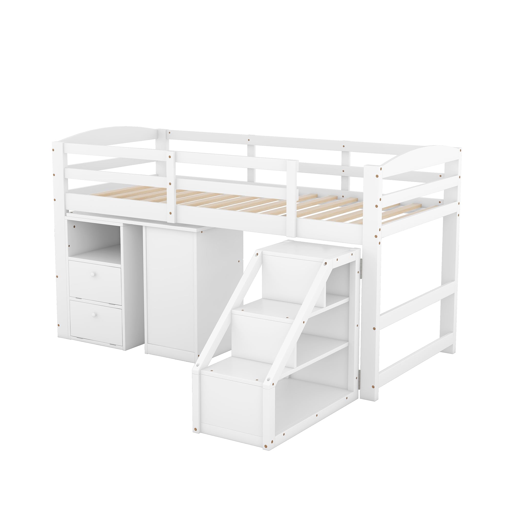 Dolamaní Letto a soppalco 90x200 bianco con scrivania salvaspazio