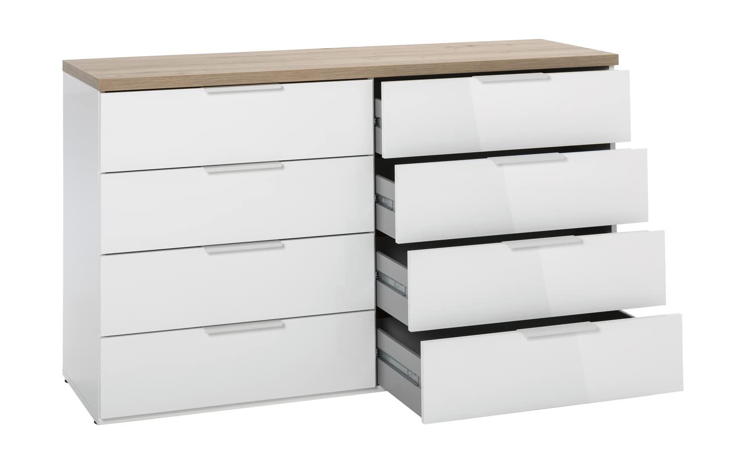Composad Mundi cassettiera 8 cassetti 136 cm rovere bianco
