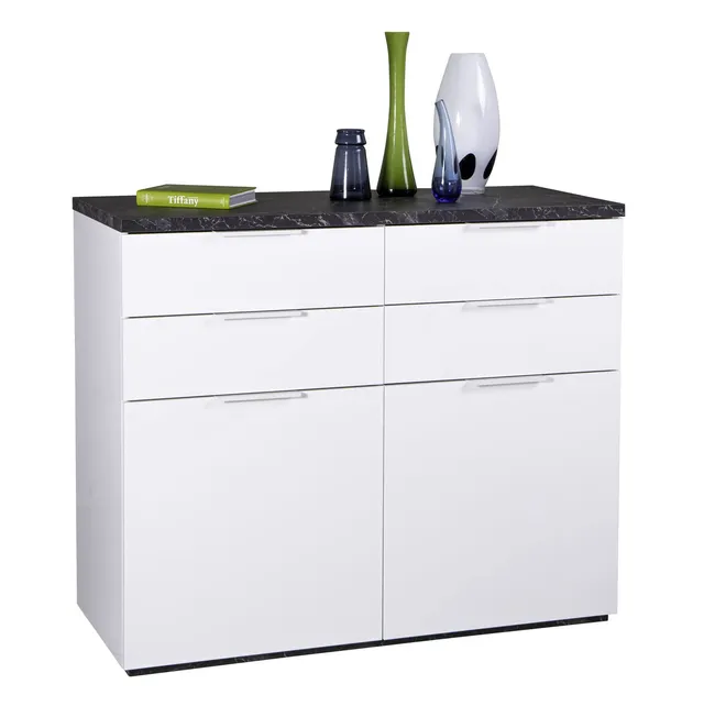 Composad Mundi Credenza 4 Cassetti 2 Ante Marmo Zebra Bianco