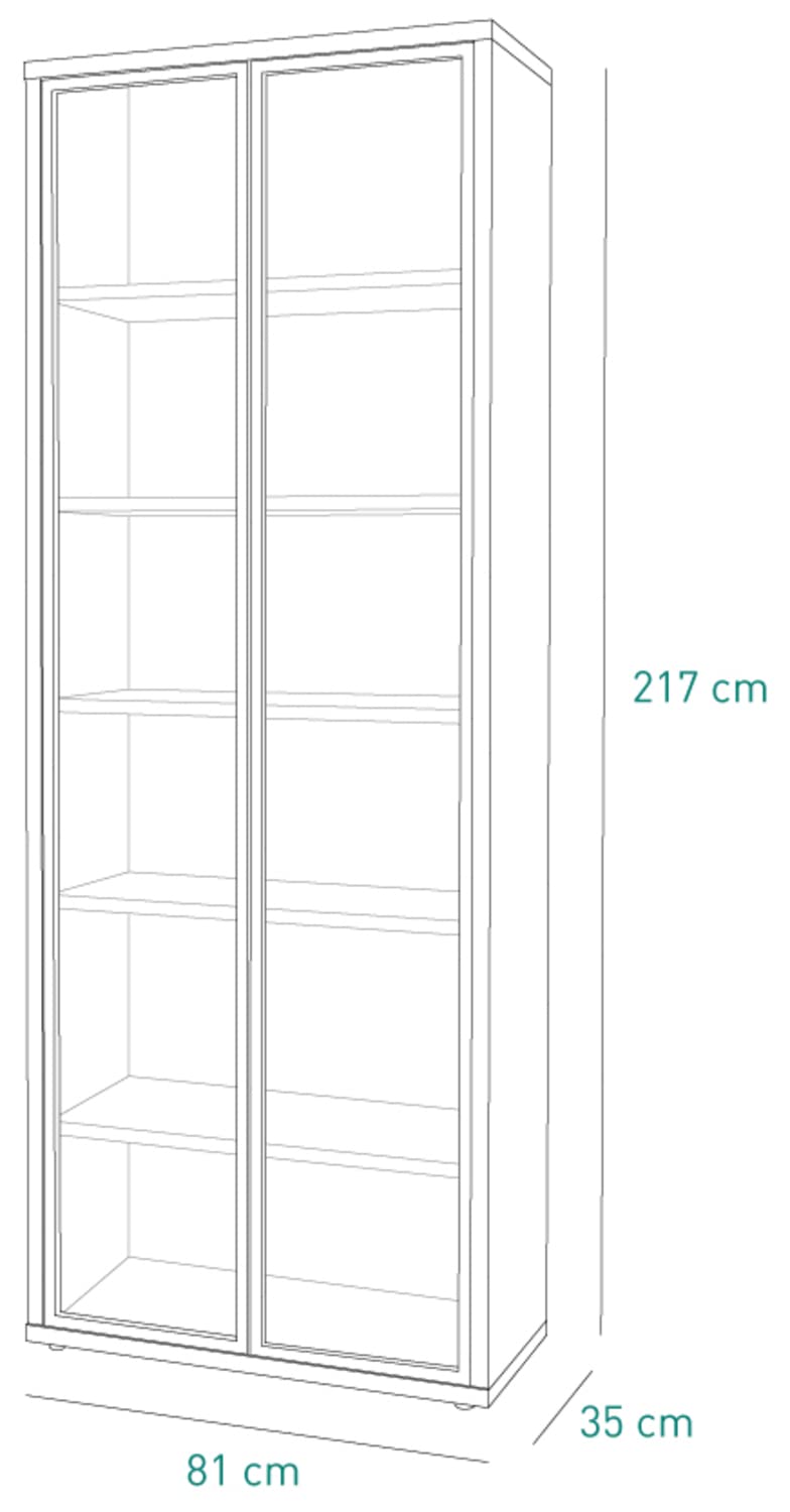 Composad DaVinci libreria alta 2 ante vetro rovere 81 cm