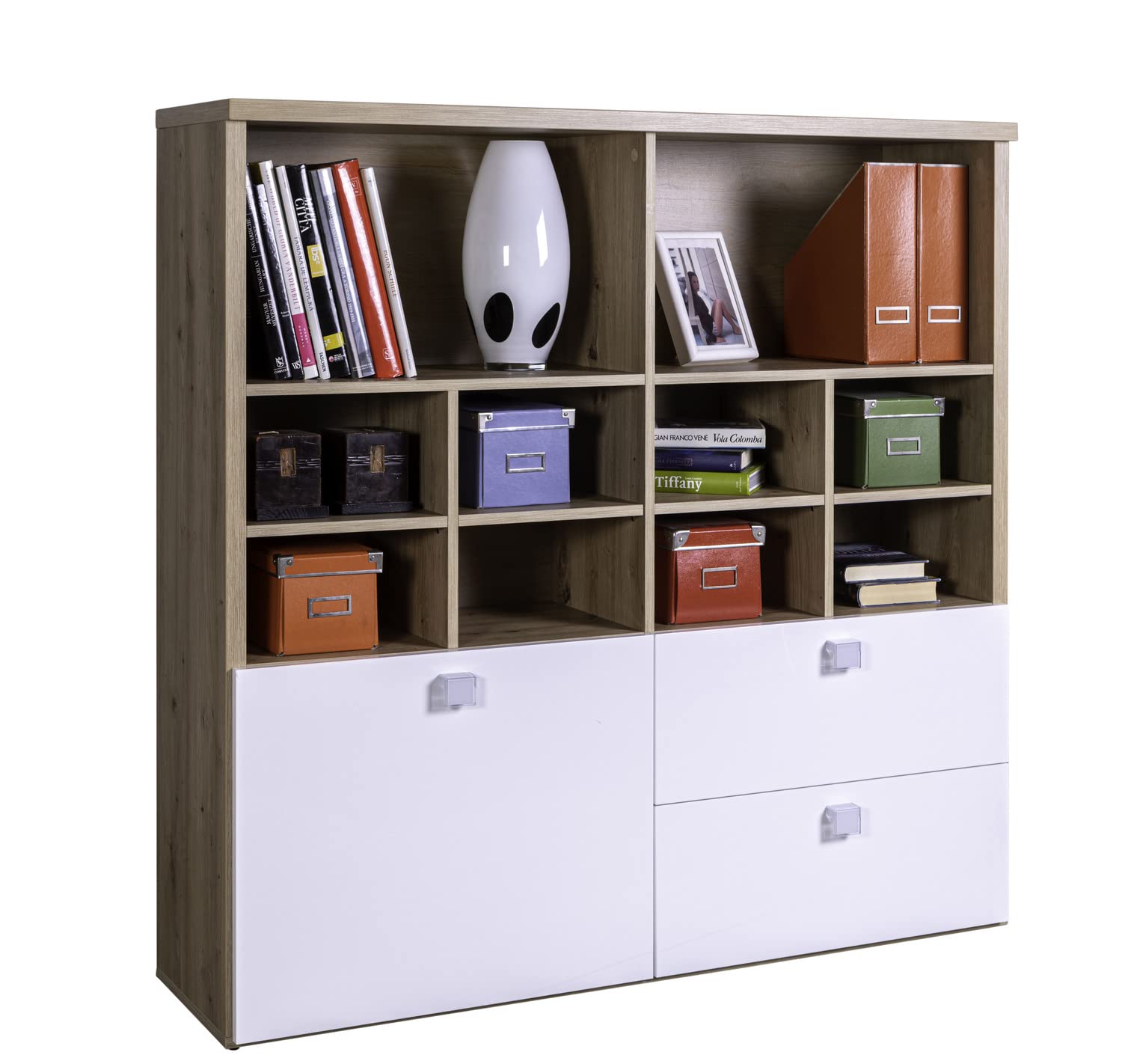 Composad Globo Libreria 131 cm Rovere Miele e Bianco