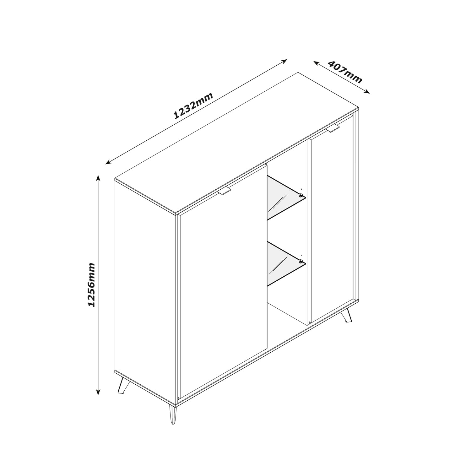 Composad Cornice madia 2 ante vetro rovere titanio 123 cm