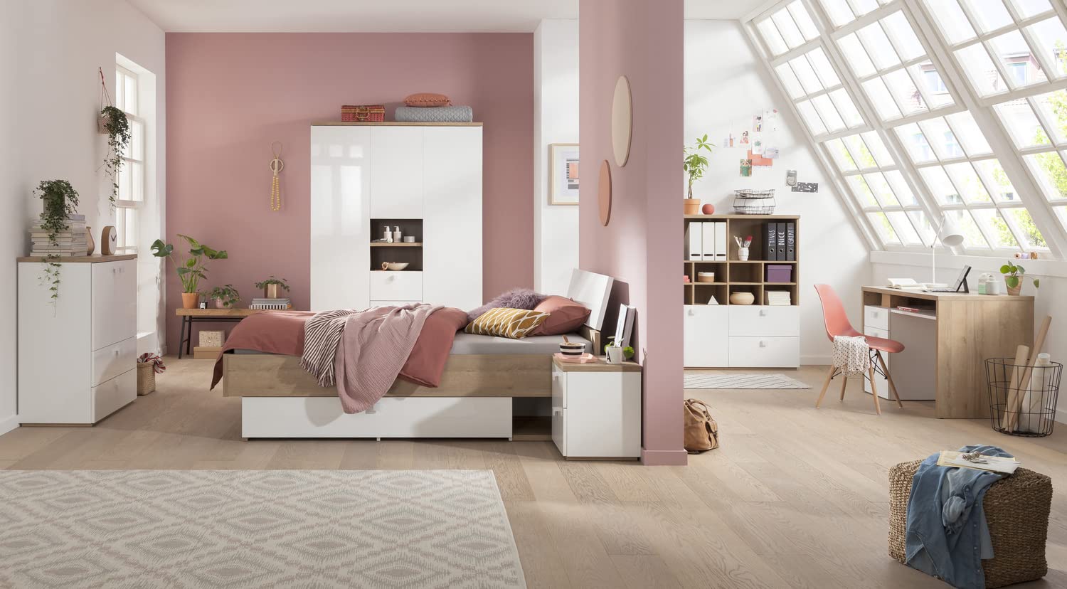 Composad Globo Letto Una Piazza e Mezza con Cassetto Rovere Bianco